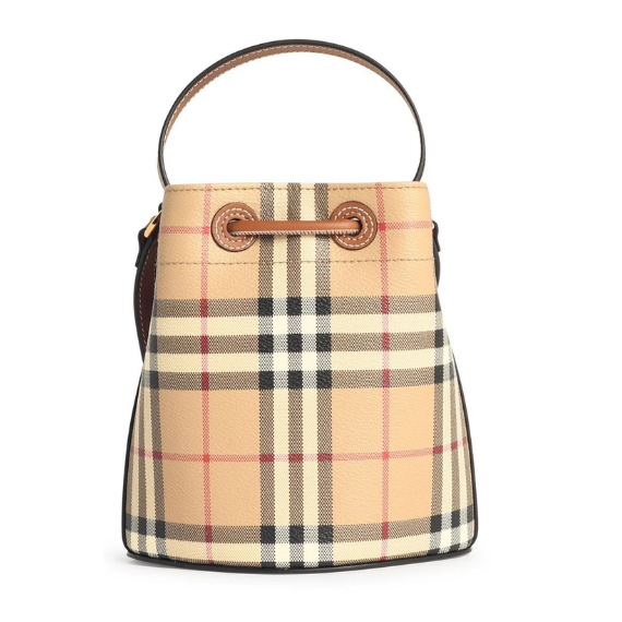 Burberry Check Printed Drawstring Bucket Bag
