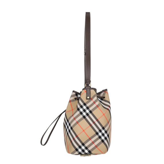 Burberry Checked Drawstring Bucket Bag