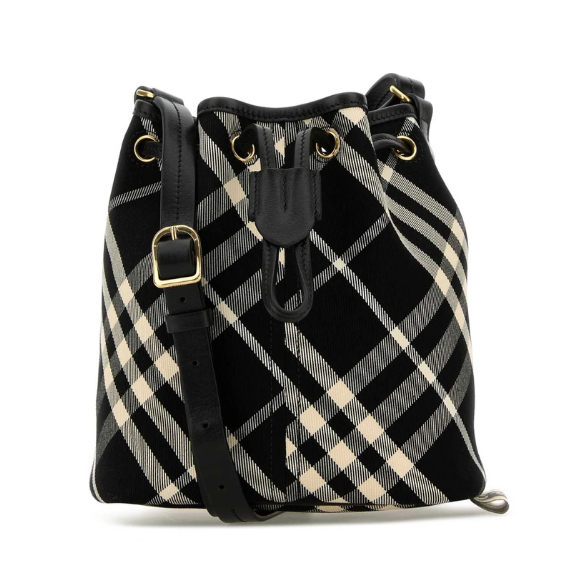 Burberry Checked Drawstring Mini Bucket Bag