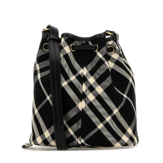 Burberry Checked Drawstring Mini Bucket Bag