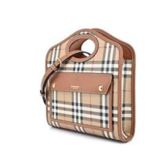 Burberry Hollow-Handle Checkered Mini Tote Bag