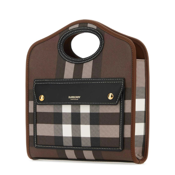 Burberry Logo Printed Checked Tote Bag
