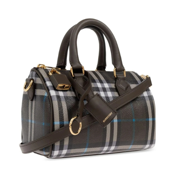 Burberry Mini Checked Zipped Bowling Bag
