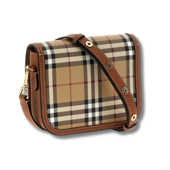 Burberry Small Elizabeth Checked Foldover-Top Crossbody Bag