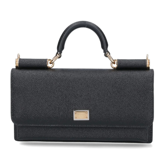 Dolce & Gabbana Logo Plaque Foldover Top Clutch Bag