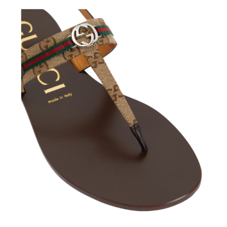  Gucci Leather-trimmed thong sandals - סנדלי גוצי 