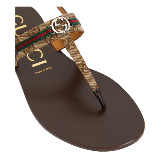  Gucci Leather-trimmed thong sandals - סנדלי גוצי 
