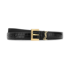 Saint Laurent Saint Laurent Logo Plaque Square Buckled Embossed Belt