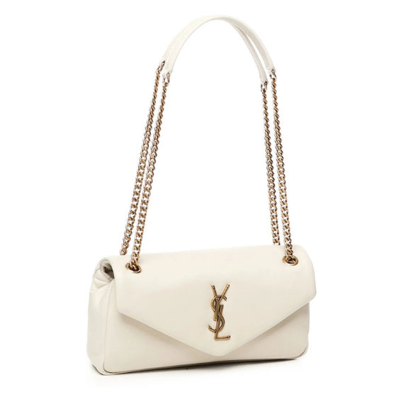 Saint Laurent Logo Plaque Foldover Top Shoulder Bag