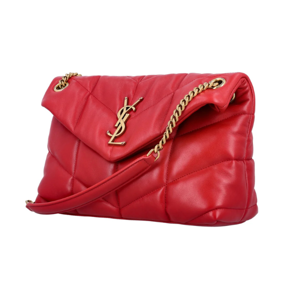 Saint Laurent Logo Plaque Puffer Chained Shoulder Bag